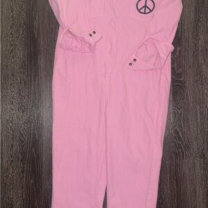 Pink Jumpsuit with Peace Sign